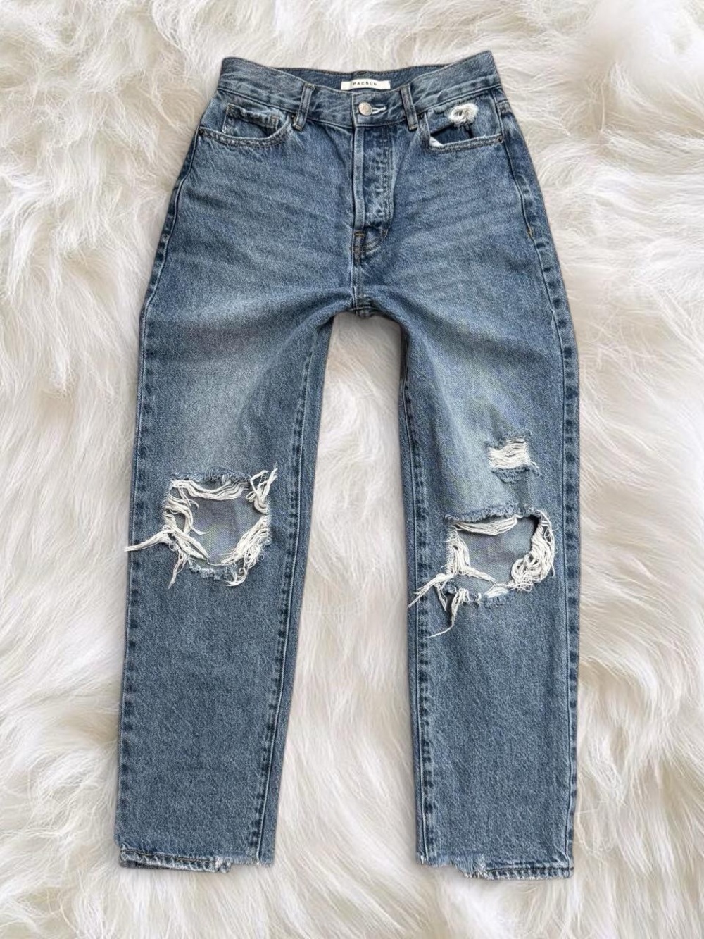 PacSun Distressed Dad Jeans High Rise Medium Wash 100% Cotton